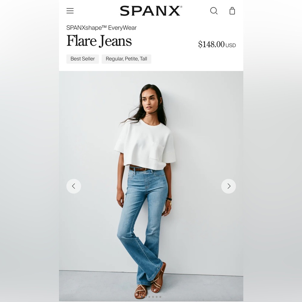 Spanx EveryWear SpanxShape Flare Jeans Size Large Stonewashed Blue